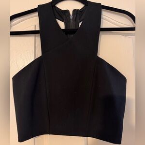 Express Black Zip Up Crop Top